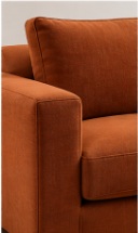 Sofa rendered in rust orange terracotta colourway