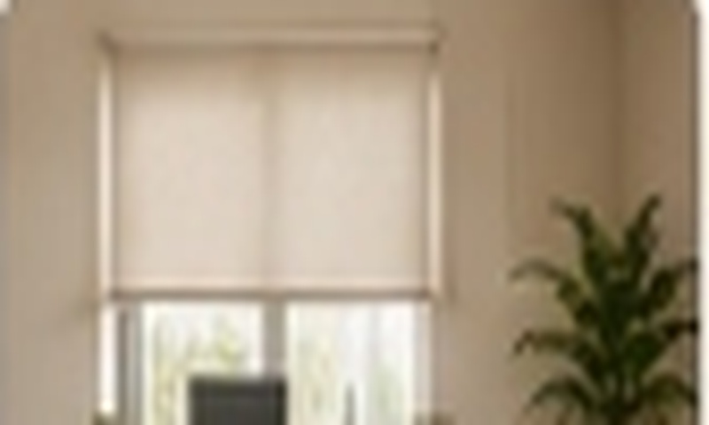 Study and home office window with glare-reducing roller blinds