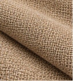 Jute woven textile swatch with natural fiber pattern