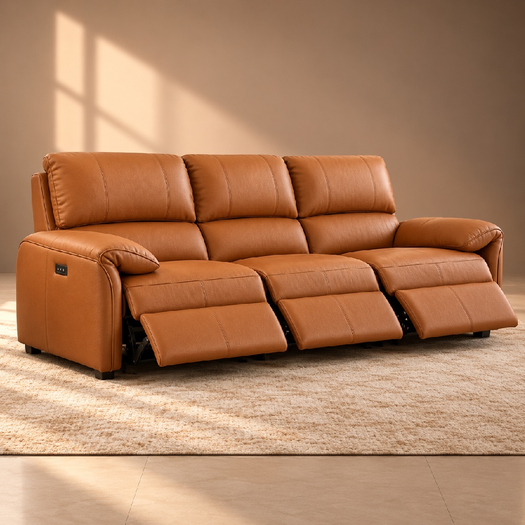 Luxury recliner sofa in leatherette