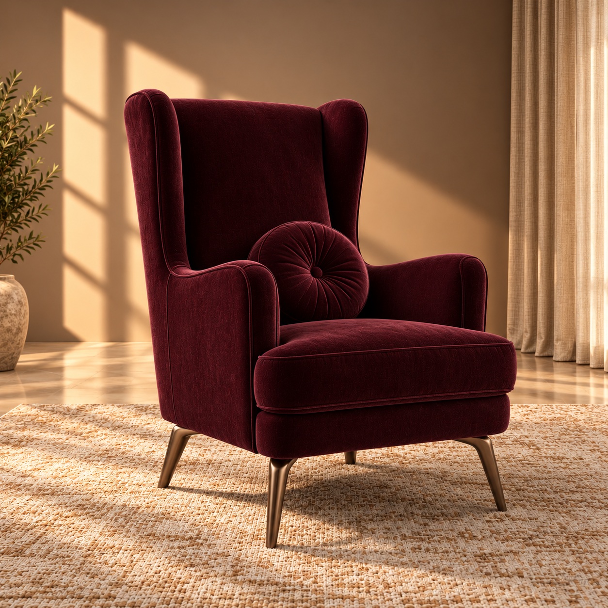 Luxury accent chair in fabric upholstery