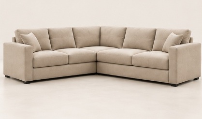 Sectional corner sofa configuration arranged for living spaces